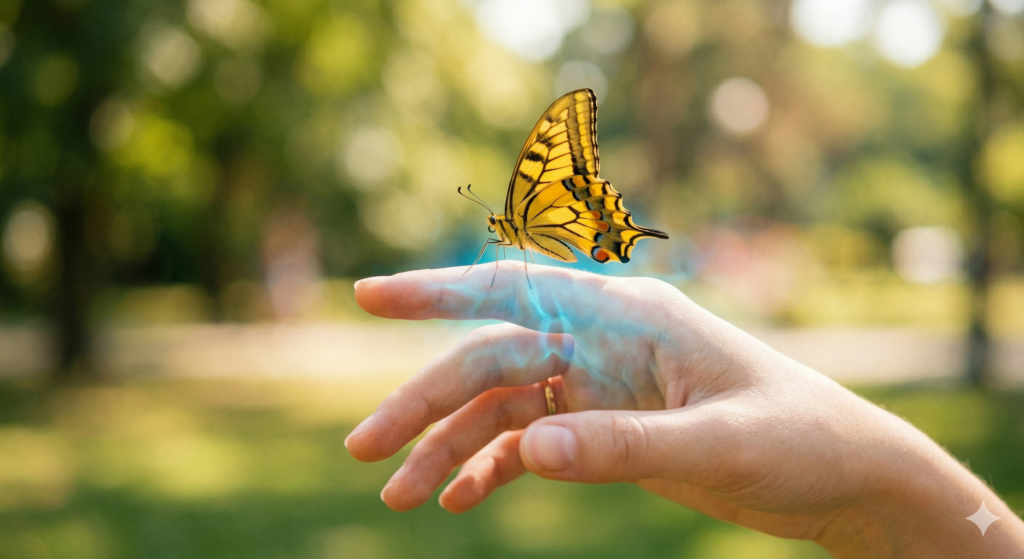toque azul da borboleta