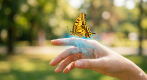 O toque azul da borboleta